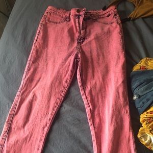 Pink and black jeans
